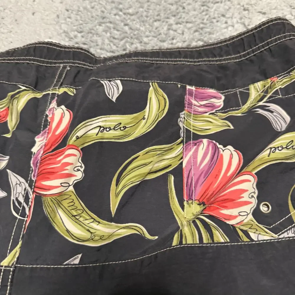 Polo Ralph Lauren Sport Swim Trunks Men’s XXL Black Floral Lined Performance